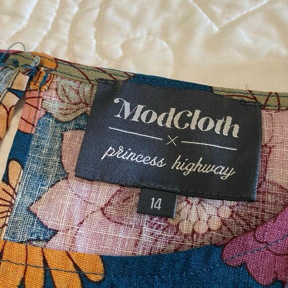 ModCloth x Princess Highway Floral Shift Dress Women’s Plus Size 14 Linen blend - Picture 5 of 8